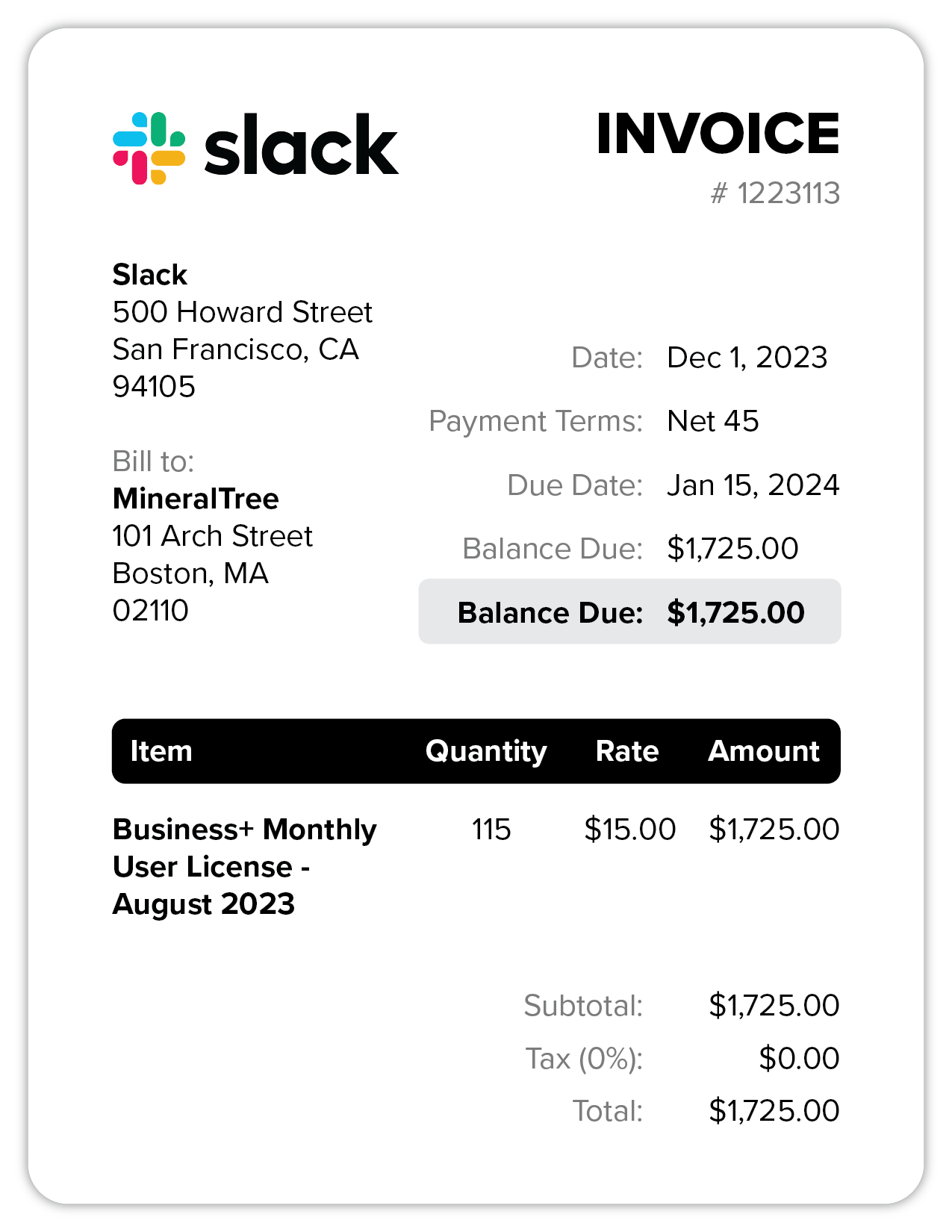 Selected invoice for AI OCR line-item extraction